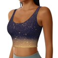 thumbnail image 1 of Haiem Gold Black Glitter Pattern Womens Sports Bra - U Neck Padded Low Impact Yoga Bra Workout Crop Top Gym Moisture-Wicking Workout Vest -X-Large, 1 of 9