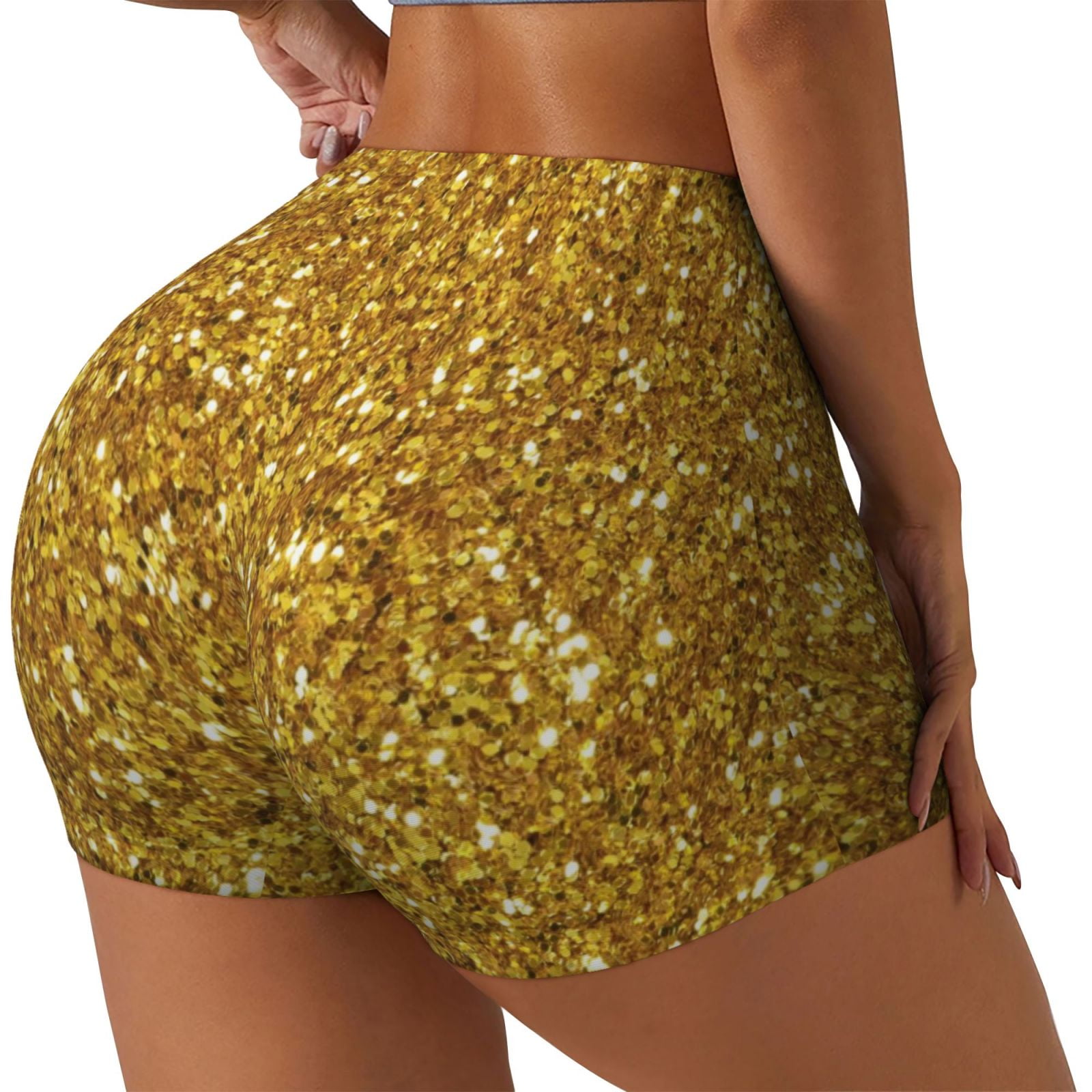 Athletic Shorts Metallic Gold Biker Shorts Crowned Athletics