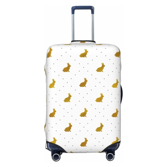Haiem Gold Rabbit Luggage Cover Printed Suitcase Covers for Luggage Elastic Washable Suitcase Protector Fits 18-32 Inch Luggage-X-Large