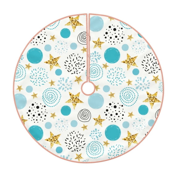 Haiem Gold Stars Blue Dots Pattern Pattern Christmas Tree Skirt Merry Christmas Party Christmas Tree Decoration,New Year Decorations-30"