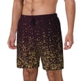 thumbnail image 1 of Haiem Gold sparklin Pattern Mens Swim Trunks with Compression Liner 2 in 1 Swimming Shorts Stretch Swimwear Quick Dry,Board Shorts-XX-Large, 1 of 6