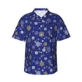 thumbnail image 1 of Haiem Golden Snowflakes Royal Blue Printed Hawaiian Shirt for Men - Men’s Casual Beach Summer Shirts - Stretch Fabric with Modern Fit-X-Large, 1 of 7