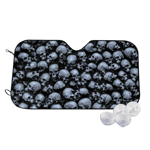 Haiem Gothic Skull Car Windshield Sun Shade - Blocks UV Rays Sun Visor Protector, Sunshade to Keep Your Vehicle Cool, Universal Fit SUV Van Sedan-Medium