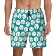 thumbnail image 1 of Haiem Green Baseball Mens Swim Trunks with Compression Liner 2 in 1 Swimming Shorts Stretch Swimwear Quick Dry,Board Shorts-X-Large, 1 of 9