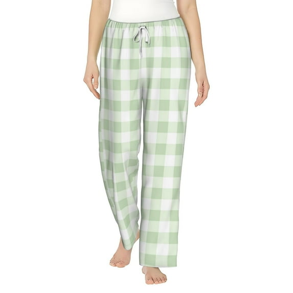Haiem Green Checkboard Women's Pajama Pants Ultra Lightweight Pjs Bottoms Sleepwear Bottom Pants With Pocket Drawstring-Medium