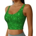 thumbnail image 1 of Haiem Green Glitter Pattern Womens Sports Bra - U Neck Padded Low Impact Yoga Bra Workout Crop Top Gym Moisture-Wicking Workout Vest -X-Large, 1 of 1