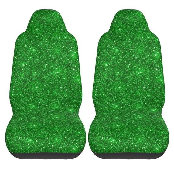 Haiem Green Glitter Printed Car Seat Covers Set of 2, Universal Fit Car Seat Covers,Protective Seat Covers,Comfortable Car Seat Covers, Easy Installation Seat Covers, Vehicle Seat Covers