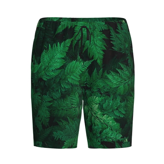 Haiem Green Leave Fern Men's Pajama Short with Soft Woven Cotton Elastic Waistband Sleep Short-XX-Large
