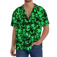 thumbnail image 1 of Haiem Green Monster Pattern Men's Casual Shirts Short Sleeve Button Down Shirts Fashion Textured Summer Beach Shirt-X-Large, 1 of 5