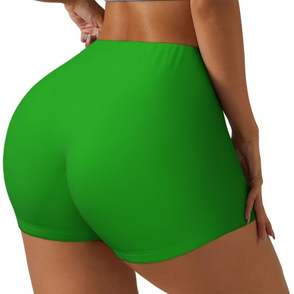 Haiem Green No Front Seam Biker Shorts for Women Yoga Workout Gym Bike Shorts with Tummy Control Moisture-Wicking-Large