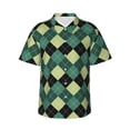 thumbnail image 1 of Haiem Green Squares Printed Hawaiian Shirt for Men - Men’s Casual Beach Summer Shirts - Stretch Fabric with Modern Fit-Small, 1 of 9