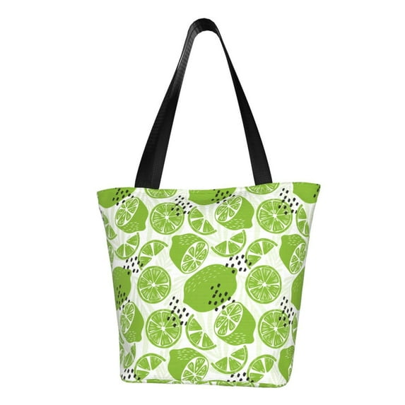 Haiem Green Various Lemons Pattern Shoulder Bag - Durable and Spacious Tote Bag,Versatile Shopping Bag