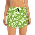 thumbnail image 1 of Haiem Green White Flowers Women's 2 in 1 Running Shorts - Lightweight Athletic Workout Gym Yoga Breathable Sports Shorts Liner with Phone Pockets-, 1 of 9