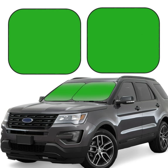 Haiem Green Windshield Sun Shade: Universal Foldable 2-Piece Car Front Window Sunshade - Blocks Uv Rays, And Reduces Heat,Essential Car Accessory Medium