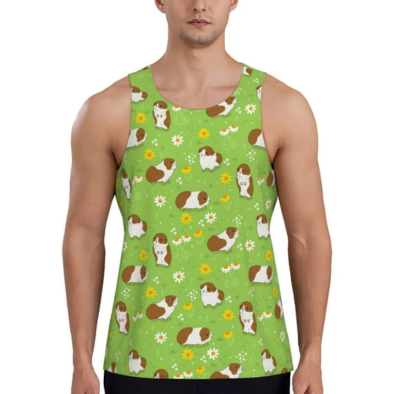 Haiem Guinea Pigs Men Workout Tank Top Gym Bodybuilding Sleeveless Muscle T Shirts Athletic Tank Breathable Workout Shirt-Small