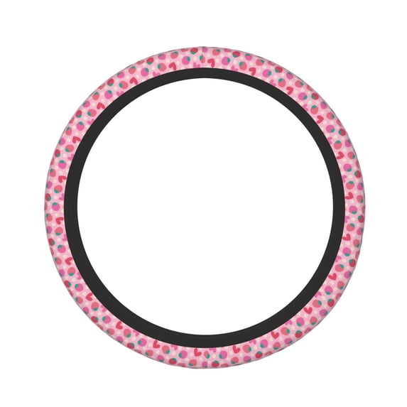 Haiem Haear Strawberry Print Steering Wheel Cover 15 Inches for Women Men, Neoprene Anti-Slip Cute Car Steering Wheel Grip Wrap Car Accessories Protective Case Cover for Vehicle Truck SUV