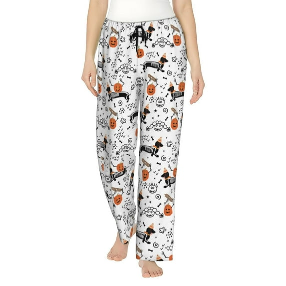 Haiem Halloween Dachshund Women's Pajama Pants Ultra Lightweight Pjs Bottoms Sleepwear Bottom Pants With Pocket Drawstring-X-Large