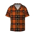 thumbnail image 1 of Haiem Halloween Tartan Plaid Men's Casual Shirts Short Sleeve Button Down Shirts Fashion Textured Summer Beach Shirt-Large, 1 of 7