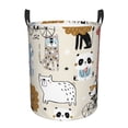 thumbnail image 1 of Haiem Hand Drawn Animals Leather Dirty Clothes Laundry Basket,Sturdy & Waterproof,Collapsible Round Design For Efficient Space Management,Multi-Purpose Storage Basket, 1 of 8