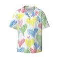 thumbnail image 1 of Haiem Hand Drawn Colored Hearts Men's Casual Shirts Short Sleeve Button Down Shirts Fashion Textured Summer Beach Shirt-Small, 1 of 7