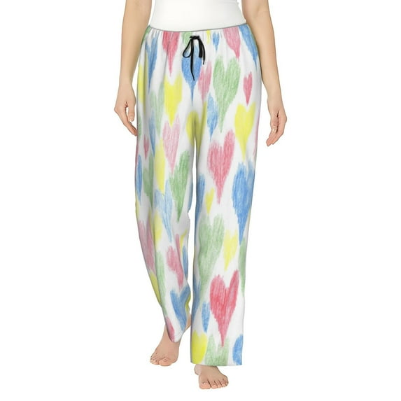 Haiem Hand Drawn Colored Hearts Women's Pajama Pants Ultra Lightweight Pjs Bottoms Sleepwear Bottom Pants With Pocket Drawstring-Small
