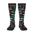 thumbnail image 1 of Haiem Hand Drawn Colorful Fishes Socks, Funny Novelty Crazy Design Cotton Socks Sports Socks Knee High Socks For Men, Women,1Pairs - Gift For Working Friends, 1 of 1