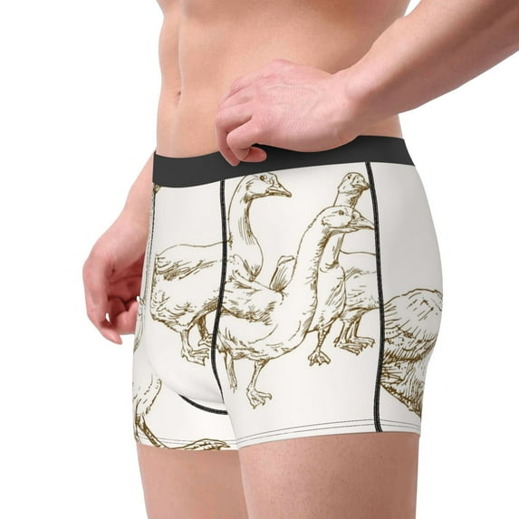 Haiem Hand Drawn Goose Men's Boxer Briefs, Every Day Comfort Stretch Cotton Moisture-Wicking Underwear-XX-Large