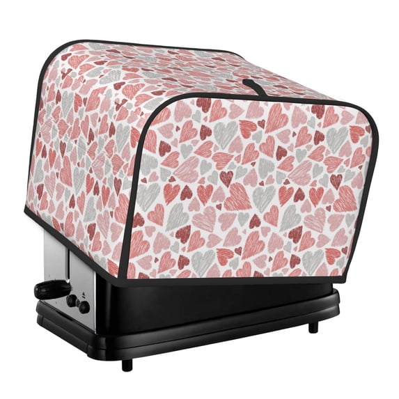 Haiem Hand Drawn Hearts Print Toaster Covers 4 Slice Wide Slot,Bread Dust Cover & Fingerprint Protection,Bread Machine Cover,Appliance Covers