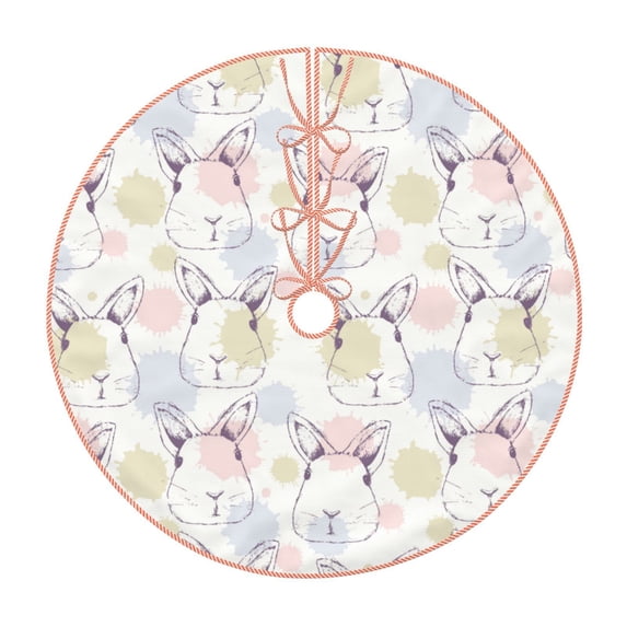 Haiem Hand Drawn Rabbit Pattern Christmas Tree Skirt Merry Christmas Party Christmas Tree Decoration,New Year Decorations-30"