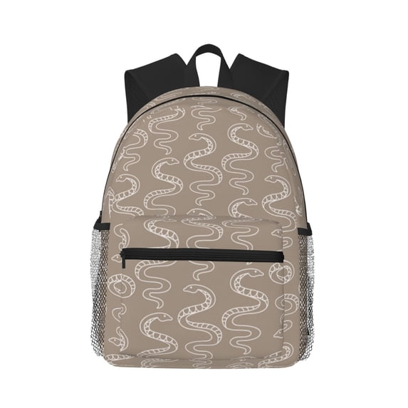 Haiem Hand Drawn Snake Lightweight Backpack for School, Classic Basic Water Resistant Casual Daypack for Travel with Bottle Side Pockets