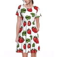 thumbnail image 1 of Haiem Hand Drawn Strawberry Pattern Women's Short-Sleeve Scoop Neck Swing Dress, 1 of 6