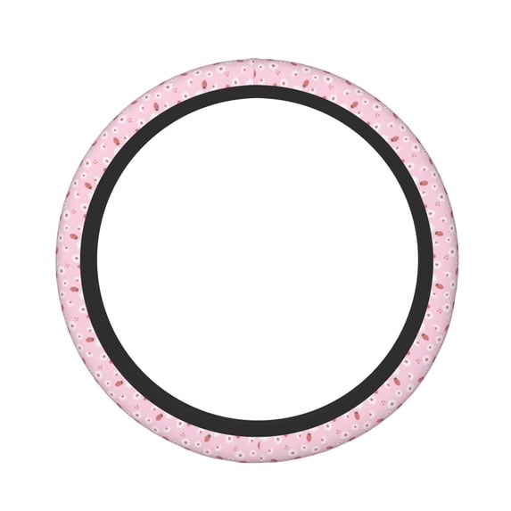 Haiem Hand Drawn Strawberry Print Steering Wheel Cover 15 Inches for Women Men, Neoprene Anti-Slip Cute Car Steering Wheel Grip Wrap Car Accessories Protective Case Cover for Vehicle Truck SUV