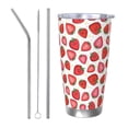 thumbnail image 1 of Haiem Hand Drawn Strawberry Printed 20oz Straight Skinny Car Cups With Insulated Cup Sleeve Portable Handle, Sports Travel Coffee Mug, Stainless Steel, Insulated-Straw Three-piece Set, 1 of 8