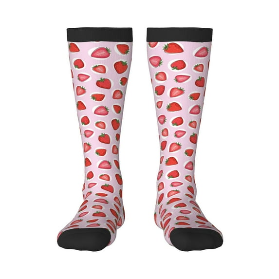 Haiem Hand Drawn Strawberry Socks, Funny Novelty Crazy Design Cotton Socks Sports Socks Knee High Socks For Men, Women,1Pairs - Gift For Working Friends