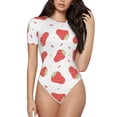 thumbnail image 1 of Haiem Hand Drawn Strawberry Women's Crew Neck Short Sleeve Bodysuit Tops Stretchy Slim Basic-X-Large, 1 of 9