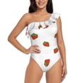 thumbnail image 1 of Haiem Hand Drawn Strawberry Women's One Piece Swimsuits Tummy Control One Shoulder Bathing Suits Ruffle Swimwear-Medium, 1 of 8