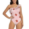 thumbnail image 1 of Haiem Hand Drawn Strawberry Women's One Piece Swimsuits Tummy Control One Shoulder Bathing Suits Ruffle Swimwear-XX-Large, 1 of 8