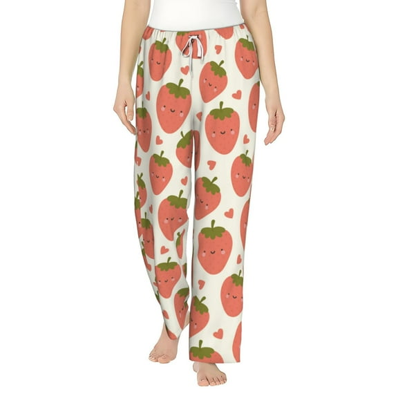 Haiem Hand Drawn Strawberry Women's Pajama Pants Ultra Lightweight Pjs Bottoms Sleepwear Bottom Pants With Pocket Drawstring-Medium