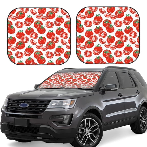 Haiem Hand Drawn Tomatoes Car Windshield Sun Shade (2 Pieces) Foldable Windshield Sun Shade Car Accessories for Truck SUV Pickup-Medium