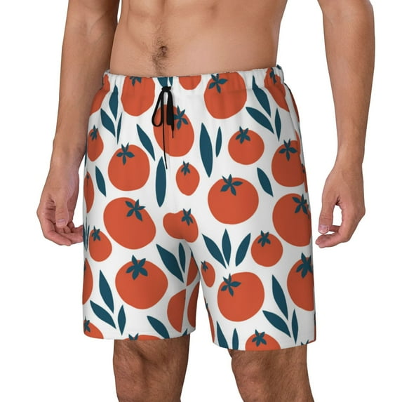 Haiem Hand Drawn Tomatoes Mens Swim Trunks with Compression Liner 2 in 1 Swimming Shorts Stretch Swimwear Quick Dry,Board Shorts-Medium