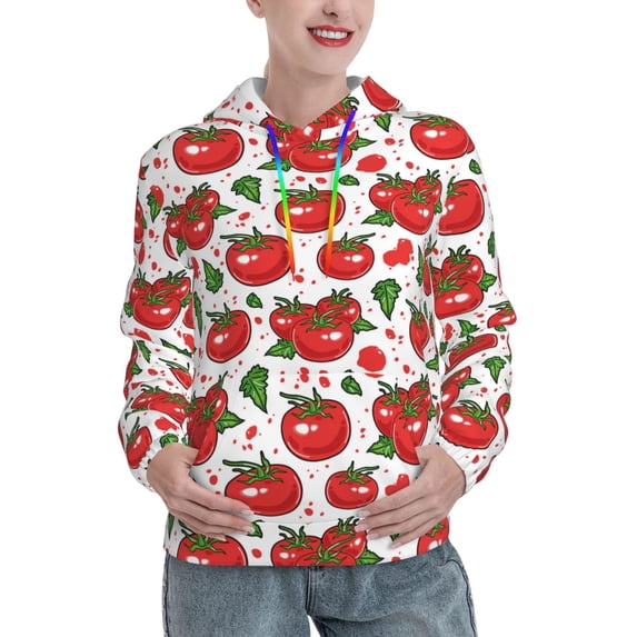 Haiem Hand Drawn Tomatoes for Women's Fashion Hoodies & Sweatshirts with Kangaroo Pocket,Hooded Sweatshirt with Eye-catching Drawstrings-Medium