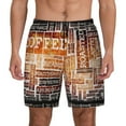 thumbnail image 1 of Haiem Hand Drawn Vintage Coffee Mens Swim Trunks with Compression Liner 2 in 1 Swimming Shorts Stretch Swimwear Quick Dry,Board Shorts-Small, 1 of 9