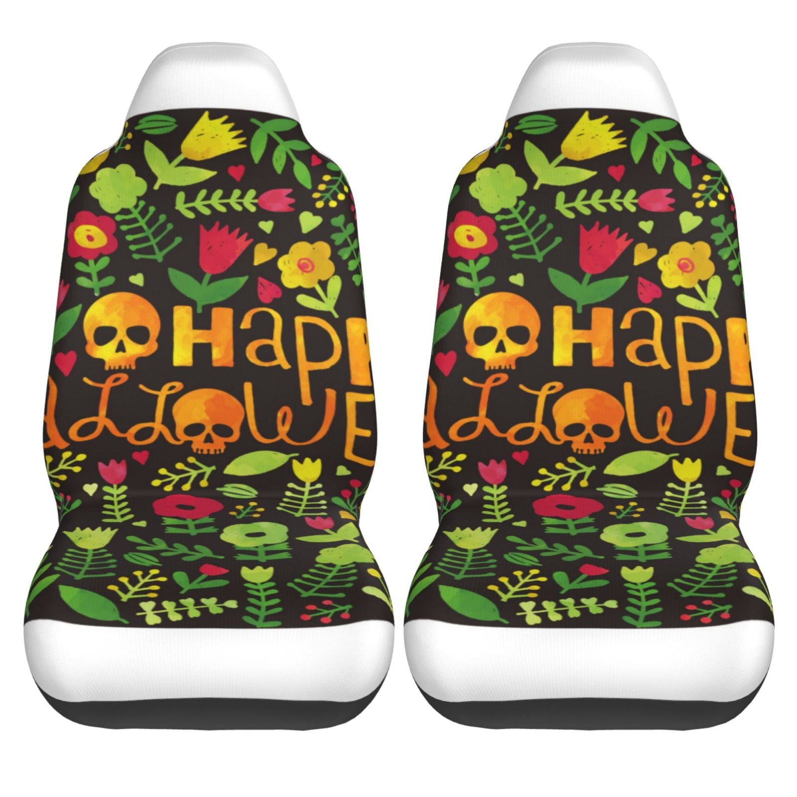 Haiem Happy Halloween Floral Printed Car Seat Covers Set of 2