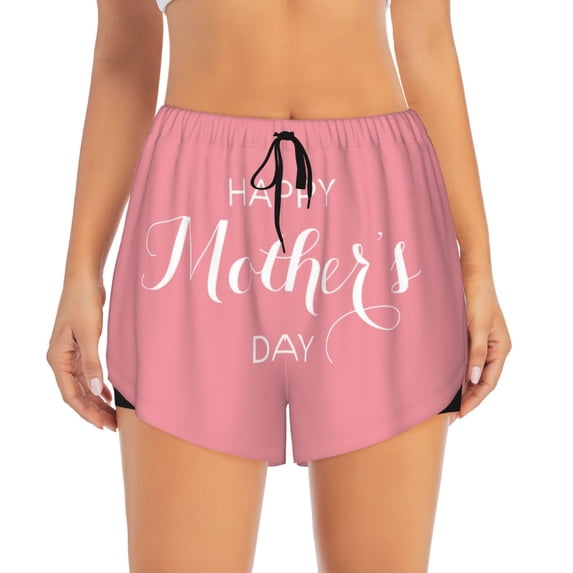 Haiem Happy Mother's Day Women's 2 in 1 Running Shorts - Lightweight Athletic Workout Gym Yoga Breathable Sports Shorts Liner with Phone Pockets-XX-Large