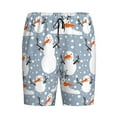 thumbnail image 1 of Haiem Happy Snowmen Snowfall Men's Pajama Short with Soft Woven Cotton Elastic Waistband Sleep Short-Medium, 1 of 9