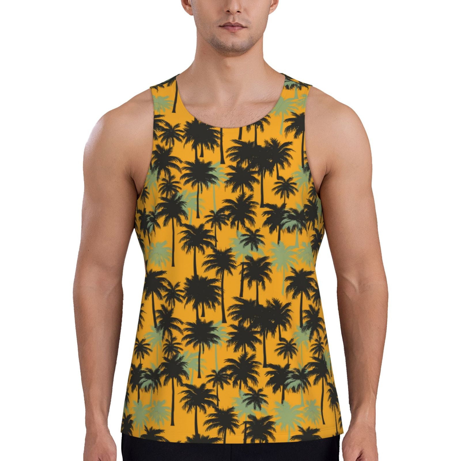 Haiem Hawaii Palms Men Workout Tank Top Gym Bodybuilding Sleeveless