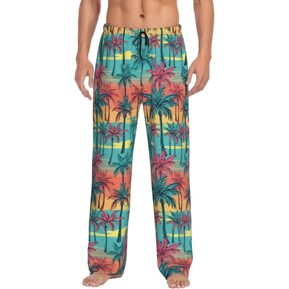 Haiem Hawaii Palms Men's Pajama Pants Ultra Lightweight Pjs Bottoms Sleepwear Bottom Pants with Pocket Drawstring-Large