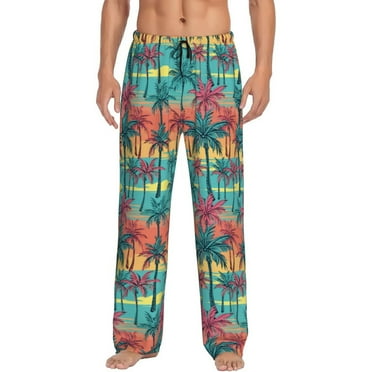 Haiem Hawaii Palms Men's Pajama Pants Ultra Lightweight Pjs Bottoms Sleepwear Bottom Pants with Pocket Drawstring-Small