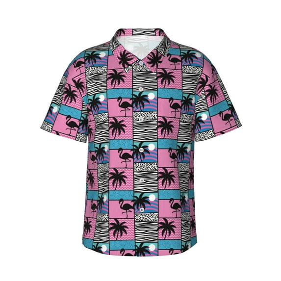 Haiem Hawaii Palms Printed Hawaiian Shirt for Men - Men’s Casual Beach Summer Shirts - Stretch Fabric with Modern Fit-Small