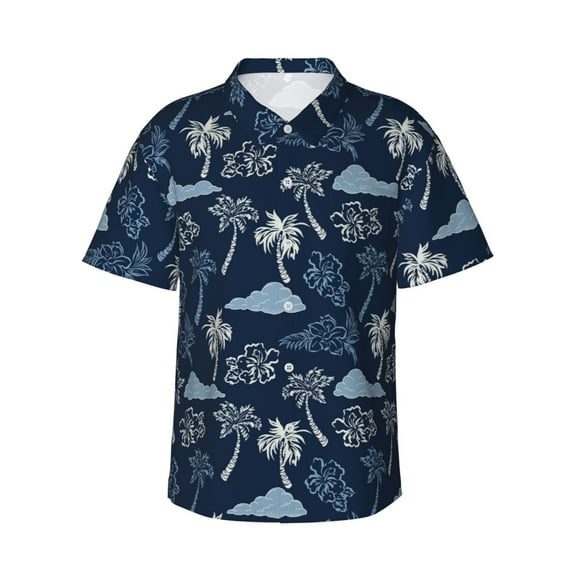 Haiem Hawaii Palms Printed Hawaiian Shirt for Men - Men’s Casual Beach Summer Shirts - Stretch Fabric with Modern Fit-X-Large